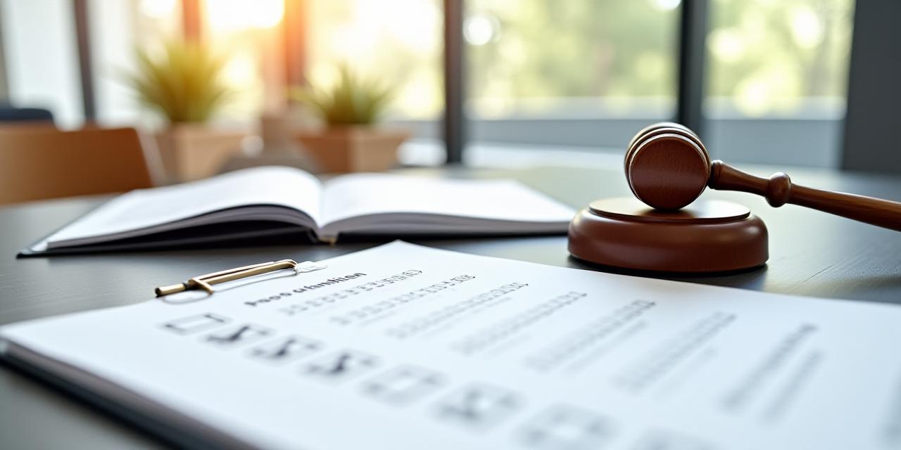 Legal documents and a gavel on a bright, professional desk